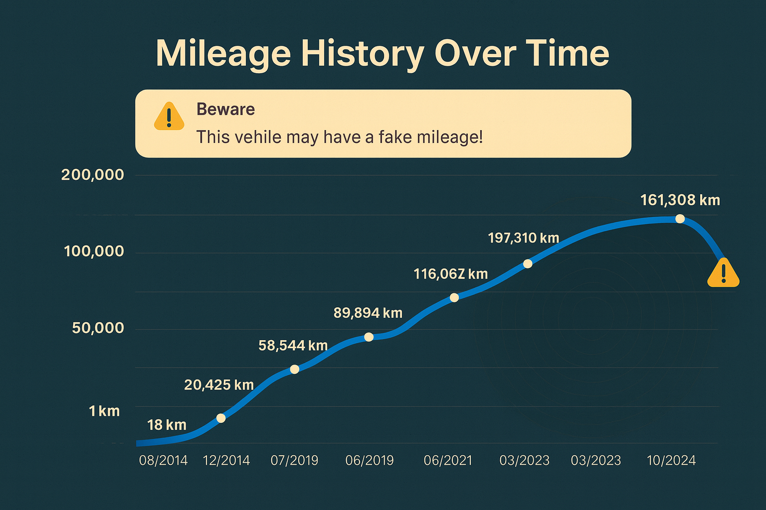 Graph showing mileage history over time